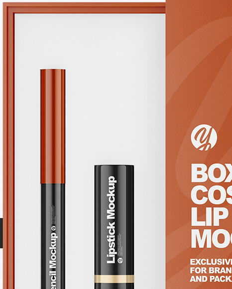 Box with Cosmetic Lip Kit Mockup