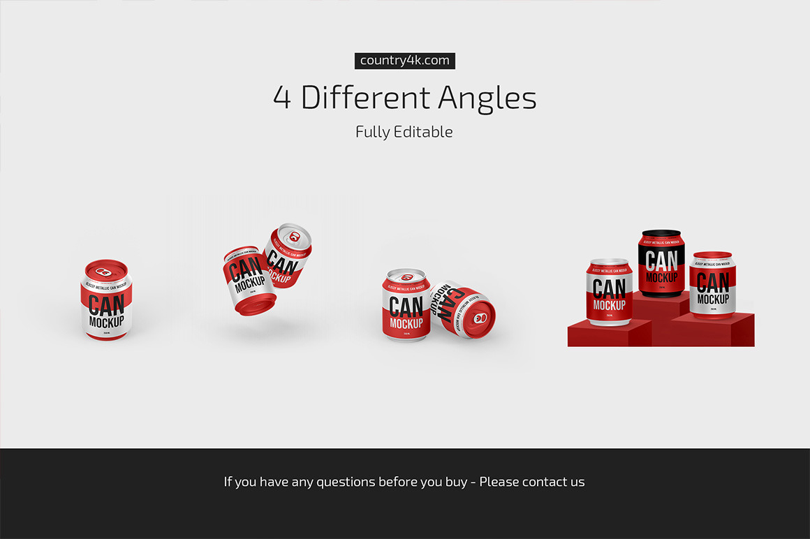 250ml Glossy Metallic Can Mockup Set 250ml Glossy Metallic Can Mockup Set