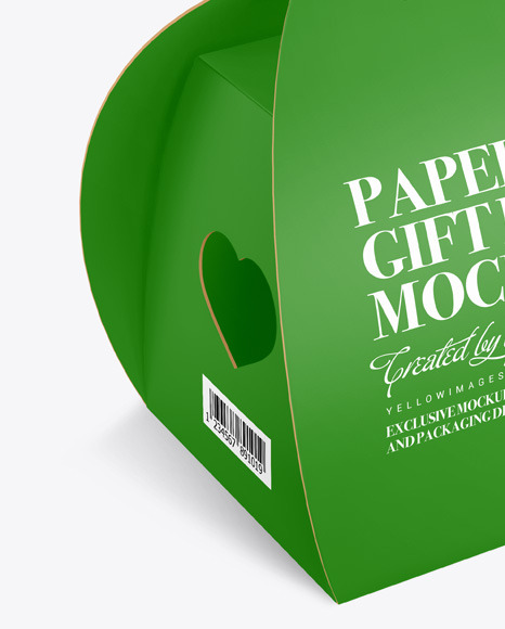 Paper Gift Box W/ Handle Mockup