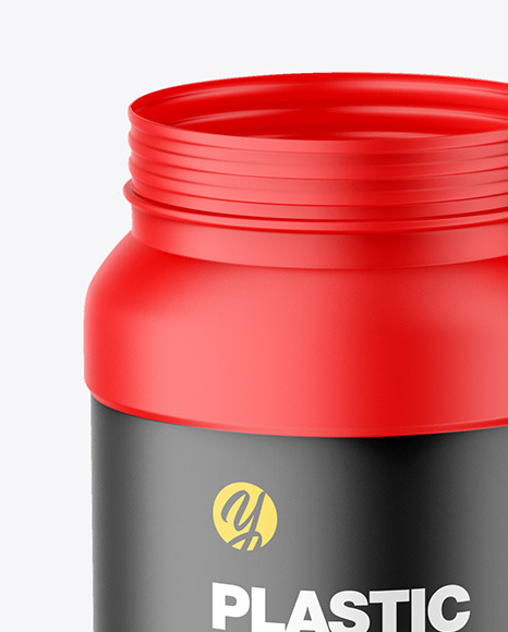 Opened Matte Plastic Jar with Cap Mockup