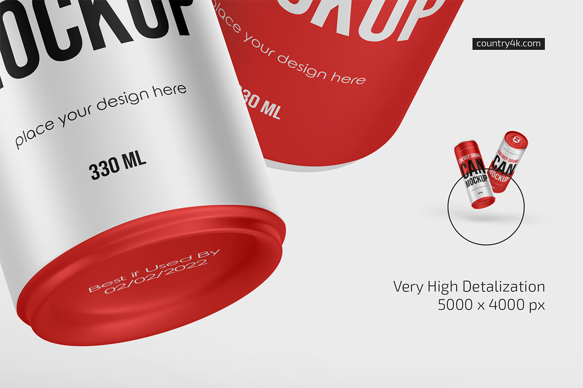 330ml Energy Drink Can Mockup Set