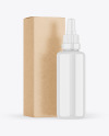 Glossy Plastic Dropper Bottle & Kraft Box Mockup