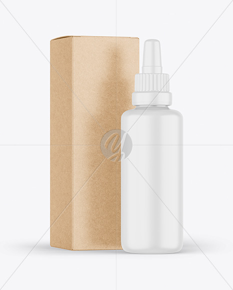 Matte Plastic Dropper Bottle & Kraft Box Mockup