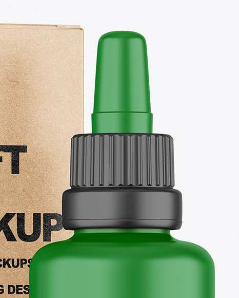 Matte Plastic Dropper Bottle & Kraft Box Mockup