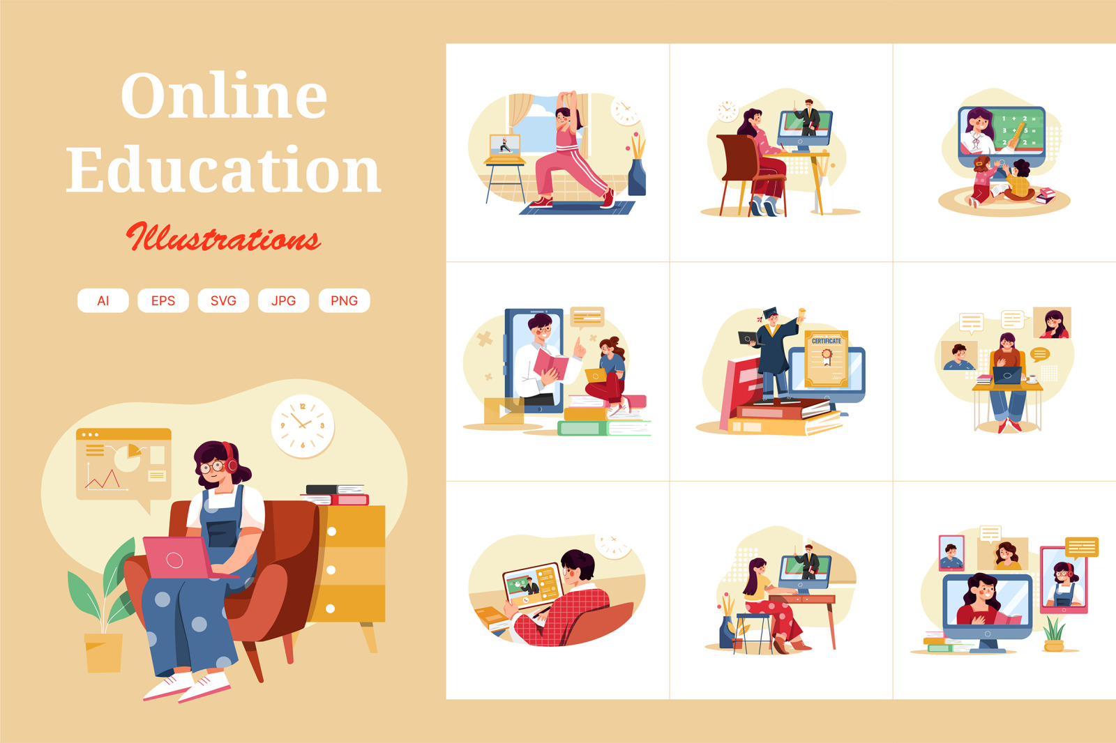 M381_Online Education Illustration Pack M381_Online Education Illustration Pack