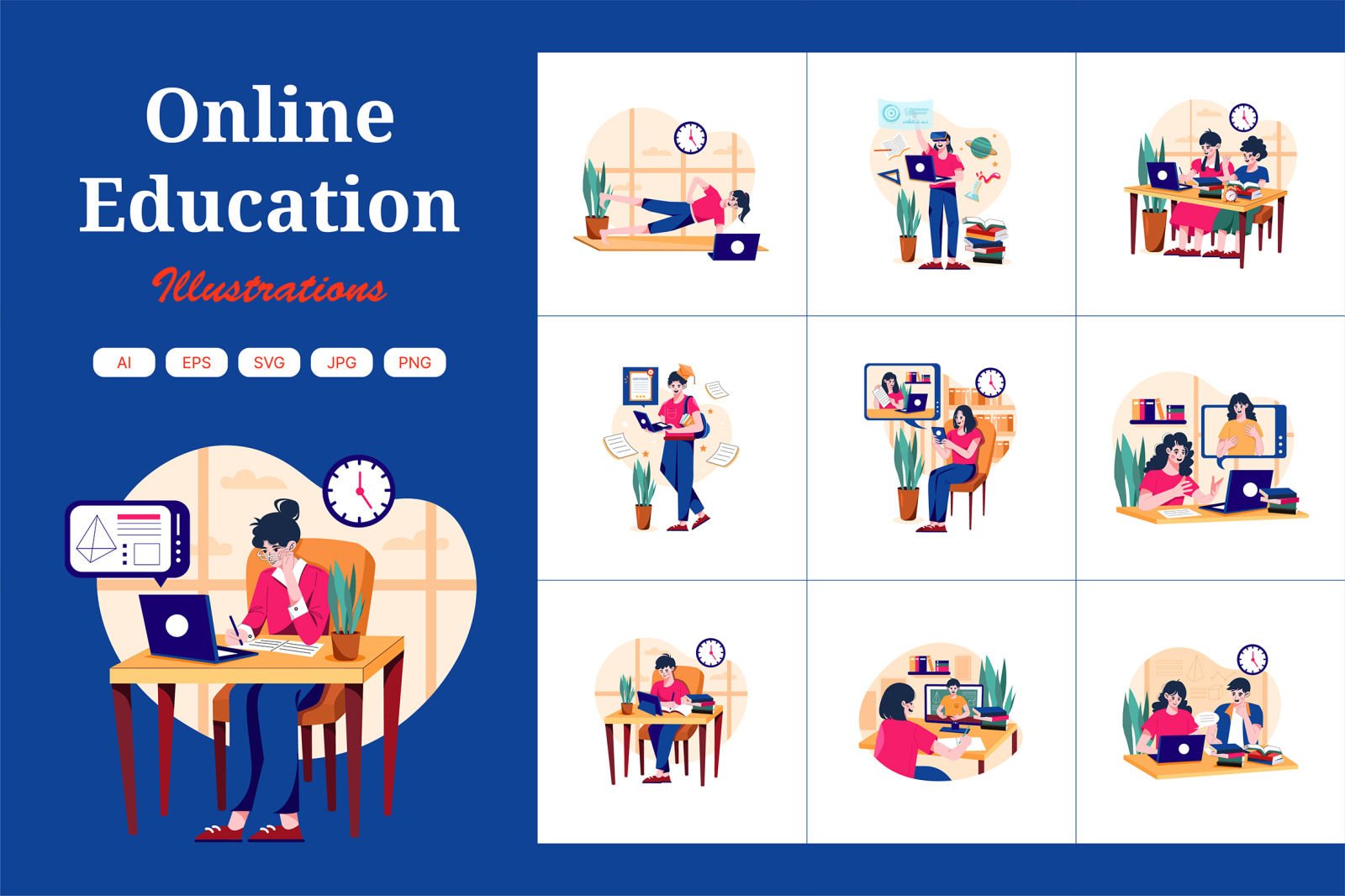M383_Online Education Illustration Pack M383_Online Education Illustration Pack