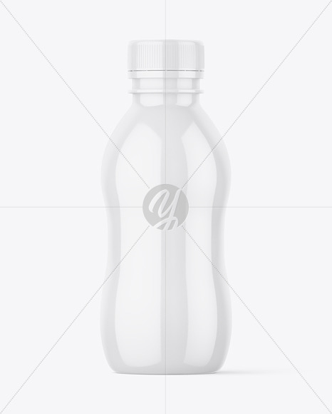 200ml Glossy Plastic Yoghurt Bottle Mockup