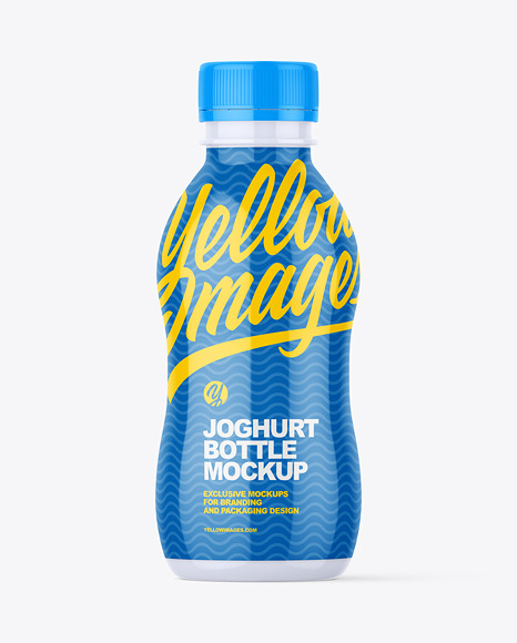 200ml Glossy Plastic Yoghurt Bottle Mockup