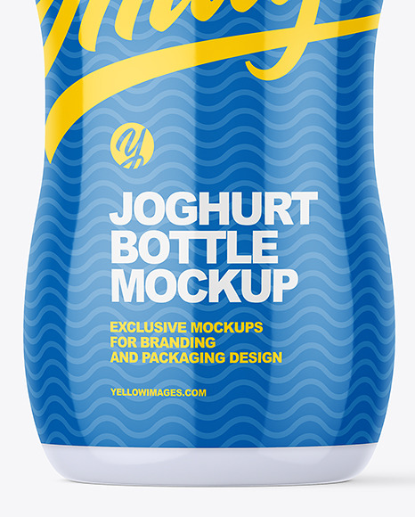 200ml Glossy Plastic Yoghurt Bottle Mockup