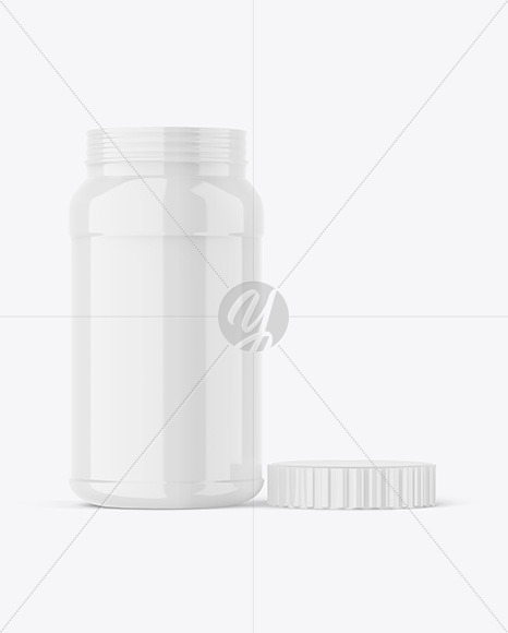 Opened Glossy Plastic Jar Mockup