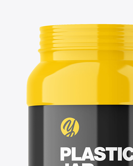 Opened Glossy Plastic Jar Mockup