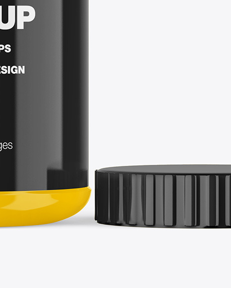 Opened Glossy Plastic Jar Mockup