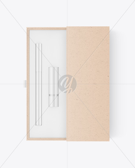 Kraft Box with Cosmetic Lip Kit Mockup