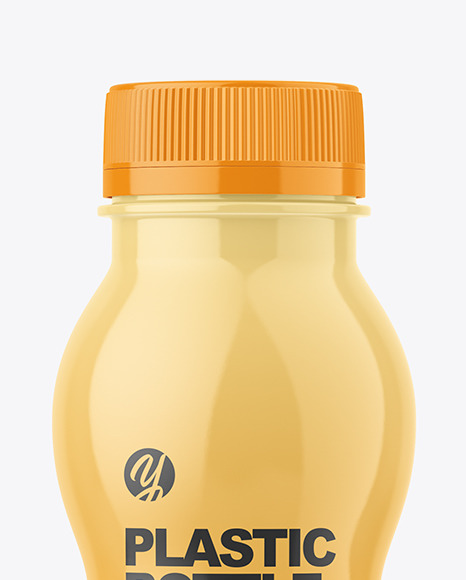 Glossy Plastic Yoghurt Bottle Mockup