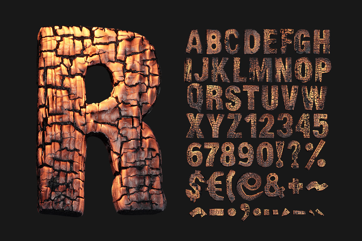 Burning Wood Font