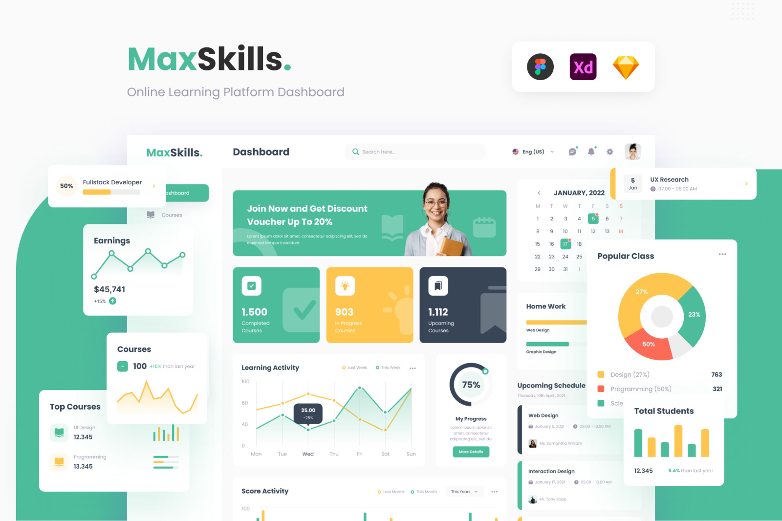 MaxSkills - Fresh Nature Online Learning Platform Dashboard