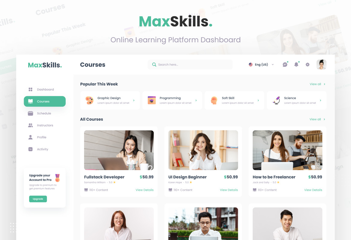 MaxSkills - Fresh Nature Online Learning Platform Dashboard