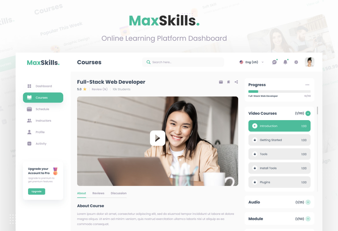 MaxSkills - Fresh Nature Online Learning Platform Dashboard