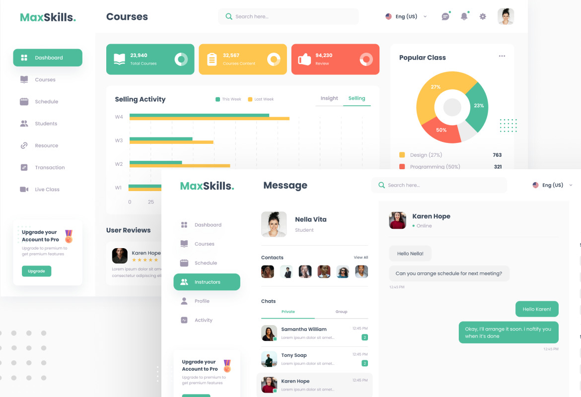 MaxSkills - Fresh Nature Online Learning Platform Dashboard