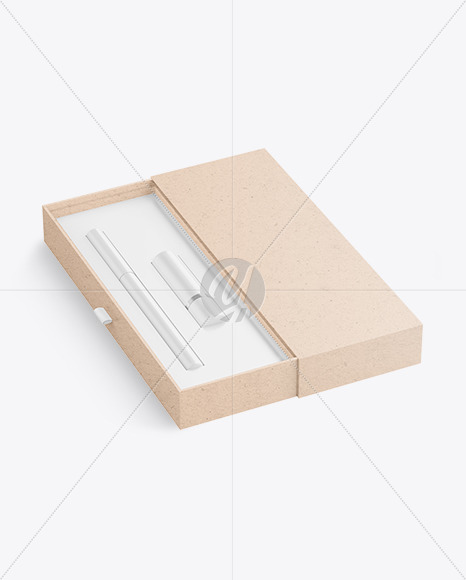 Kraft Box with Cosmetic Lip Kit Mockup