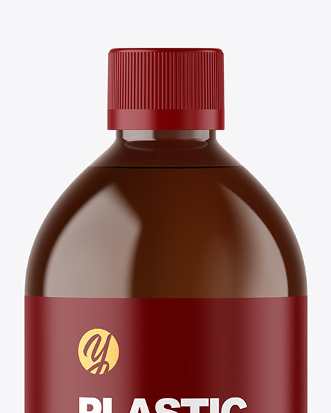 Amber Plastic Bottle Mockup