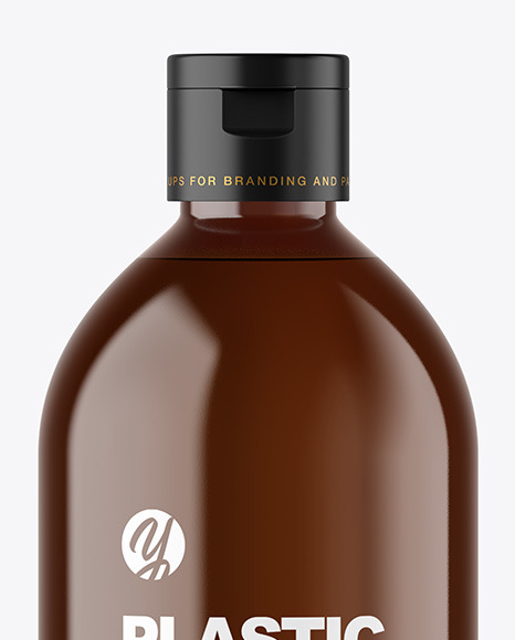 Amber Plastic Bottle Mockup