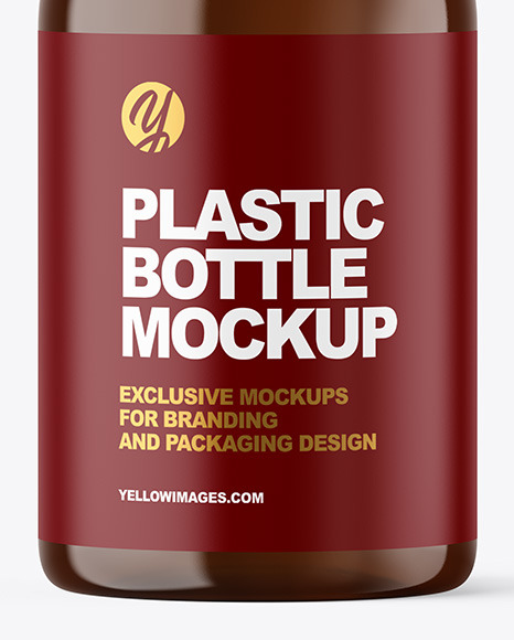 Amber Plastic Bottle Mockup