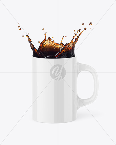 Glossy Mug w/ Coffee Splash Mockup