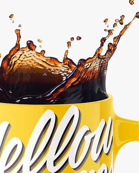 Glossy Mug w/ Coffee Splash Mockup