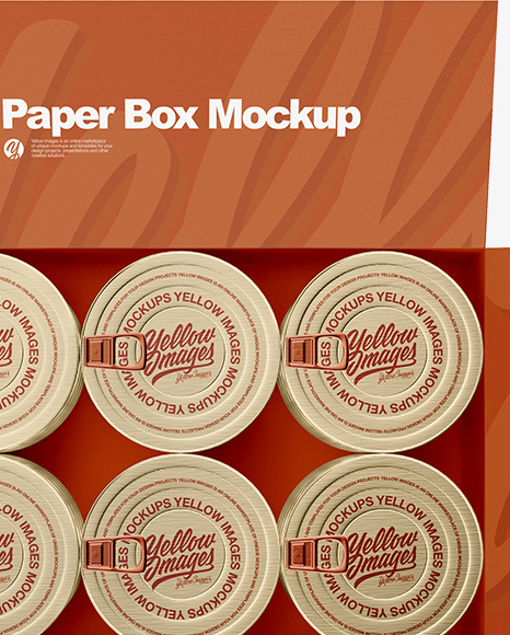 Paper Box with Tin Cans Mockup