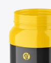 Opened Glossy Plastic Jar Mockup