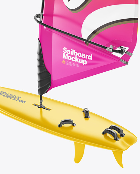 Sailboard Mockup - Back Half Side View