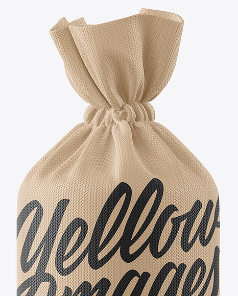 Fabric Sack with Bottle Mockup