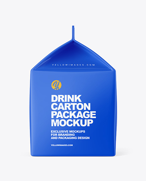 Glossy Drink Carton Pack Mockup - Drinking yoghurt