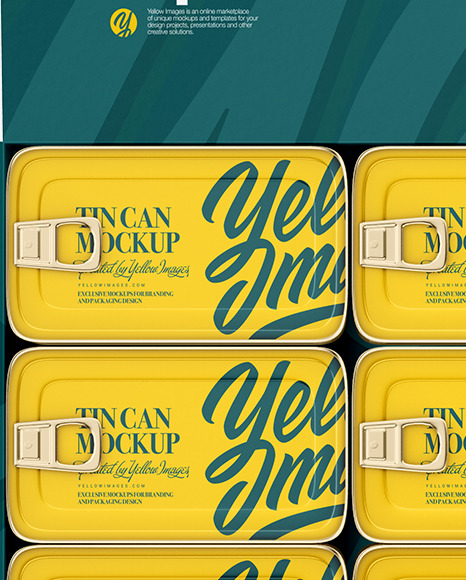 Paper Box with Fish Cans Mockup