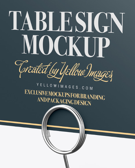 Table Sign with Metallic Holder Mockup