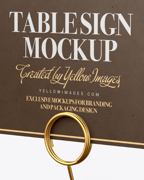 Kraft Table Sign with Metallic Holder Mockup