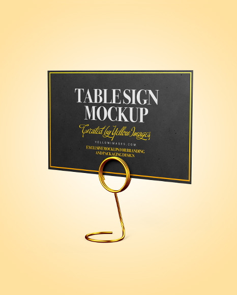 Kraft Table Sign with Metallic Holder Mockup