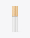 Glossy Cosmetic Bottle With Wood Cap Mockup