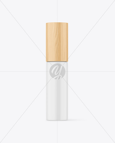 Matte Cosmetic Bottle With Wood Cap Mockup