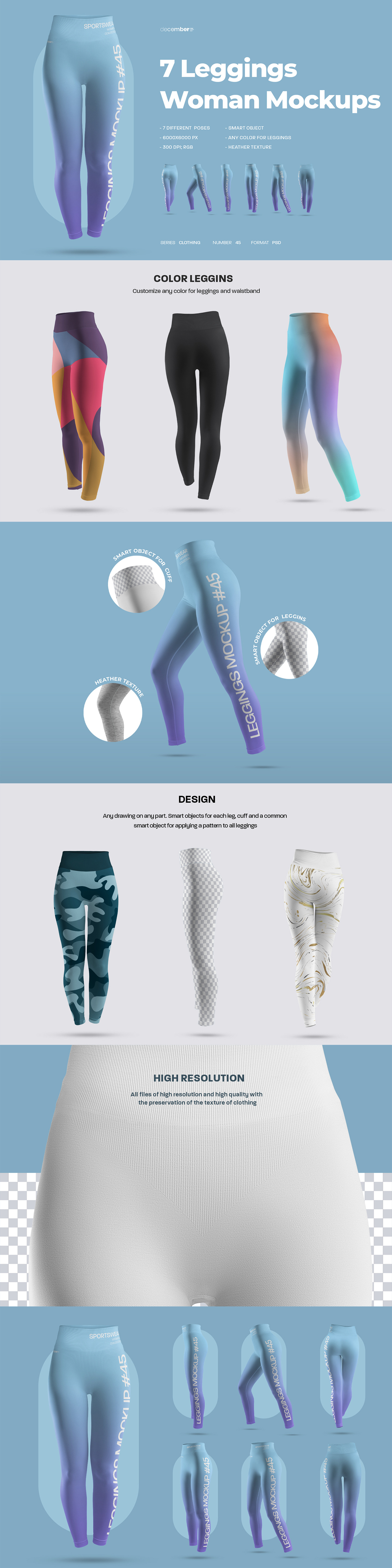 7 Mockups Sports Leggings With Wide Elastic Waist 7 Mockups Sports Leggings With Wide Elastic Waist