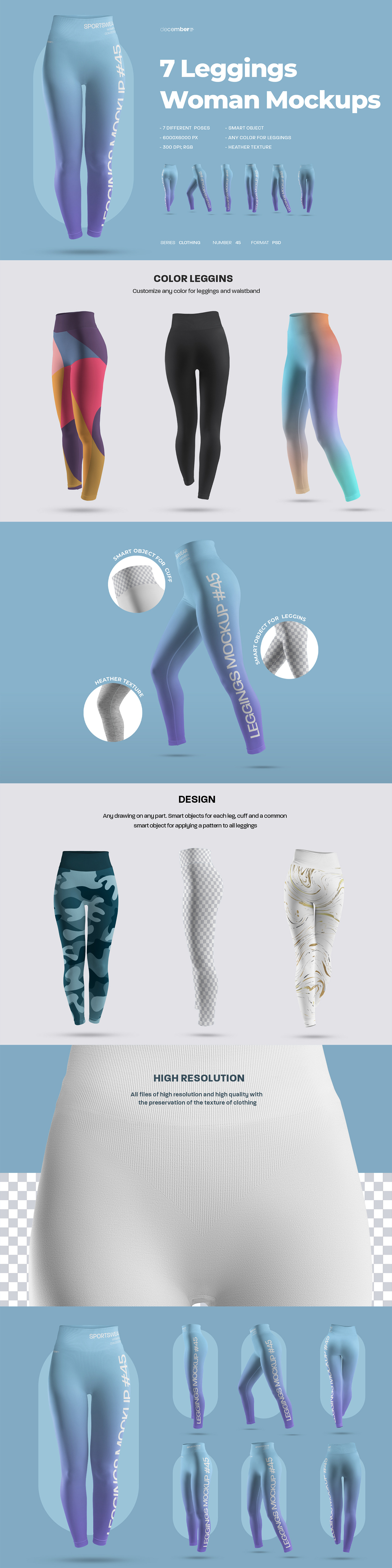 7 Mockups Sports Leggings With Wide Elastic Waist