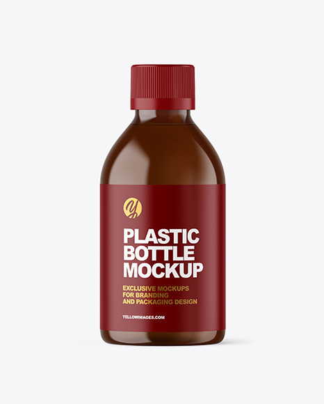 Amber Plastic Bottle Mockup