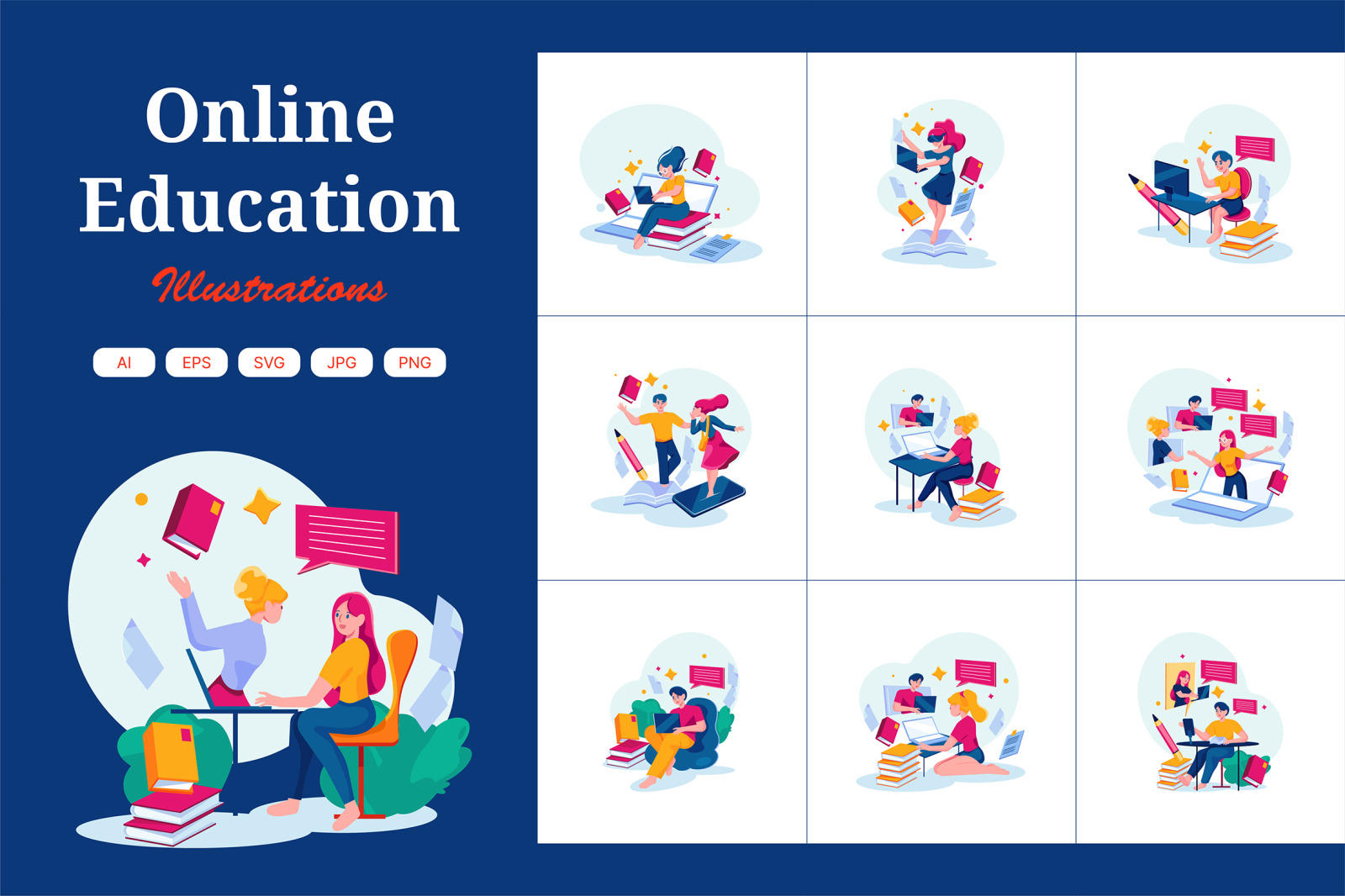 M377_Online Education Illustration Pack M377_Online Education Illustration Pack