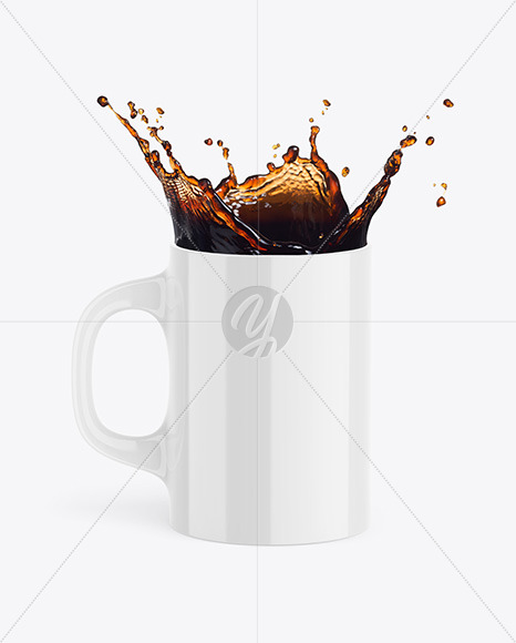 Glossy Mug w/ Coffee Splash Mockup