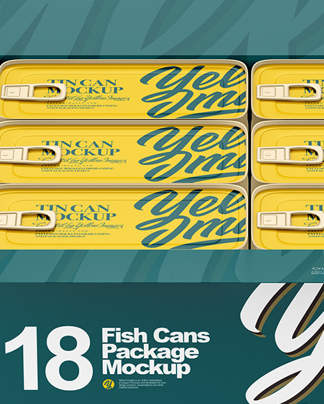 Paper Box with Fish Cans Mockup