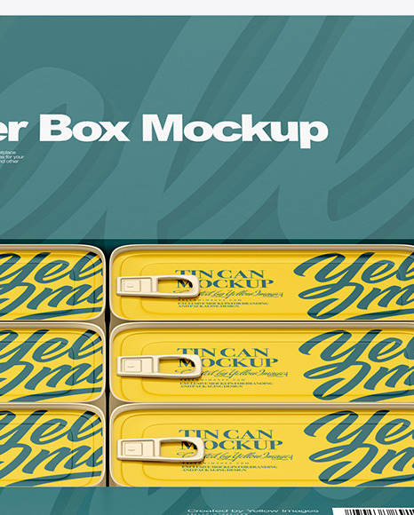 Paper Box with Fish Cans Mockup