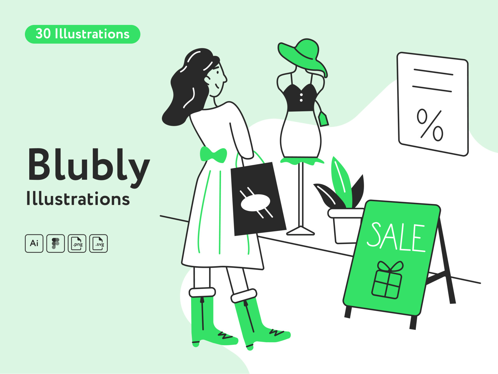 Blubly Shopping Illustrations