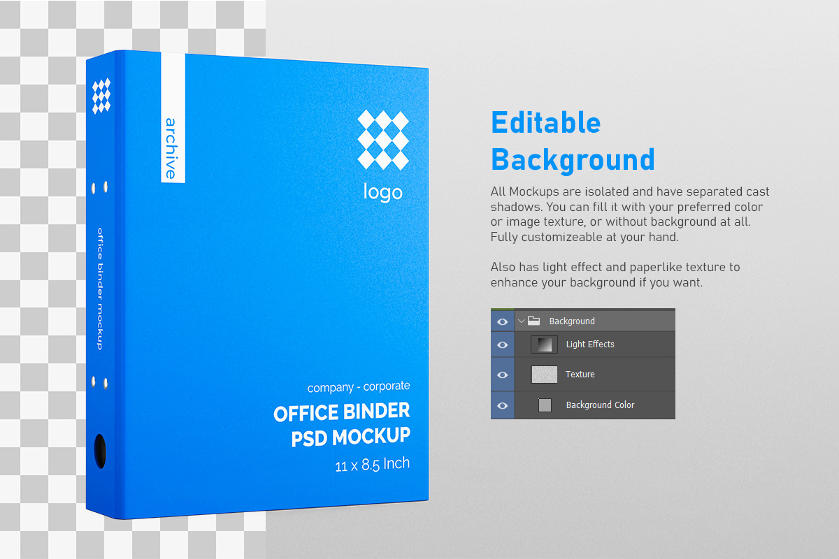 Binder Folder PSD Mockup - US Size Letter 8.5x11 Inches