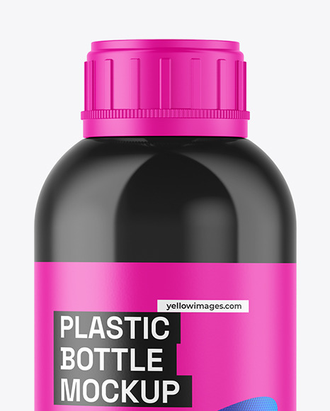 1L Glossy Plastic Bottle Mockup